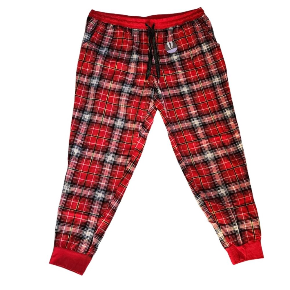 Secret Treasures Red Plaid Jogger Pajamas with Gold